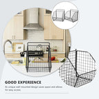 Wall-Mounted Double Layer Kitchen Storage Basket – Carbon Steel Kitchen Organizer