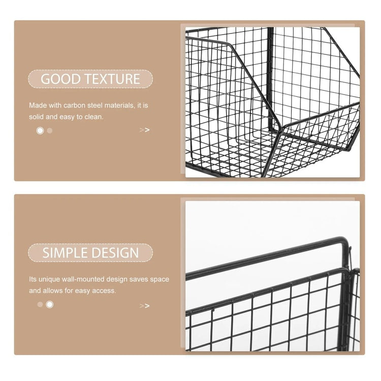 Wall-Mounted Double Layer Kitchen Storage Basket – Carbon Steel Kitchen Organizer