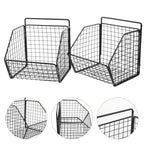 Wall-Mounted Double Layer Kitchen Storage Basket – Carbon Steel Kitchen Organizer