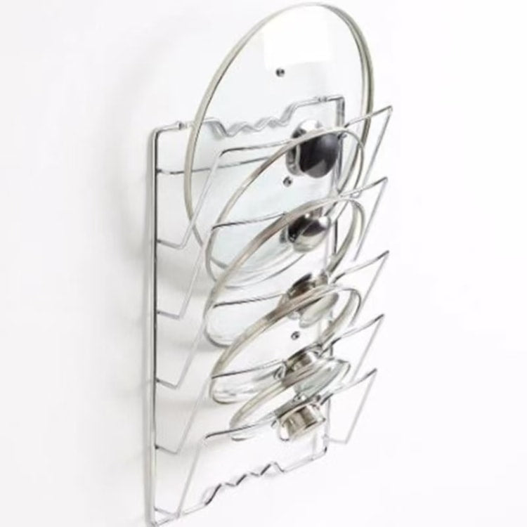 Wall-Mounted 5-Tier Kitchen Pot Lid Organizer Rack – Kitchen Storage Holder