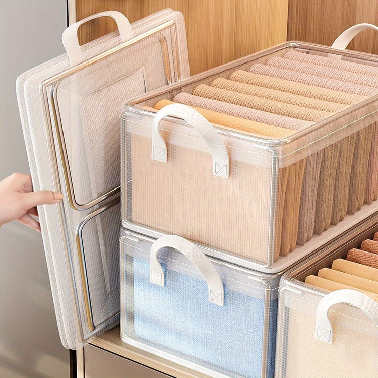 Transparent PVC Storage Box with Steel Frame – Organizer Basket for Home & Dorm