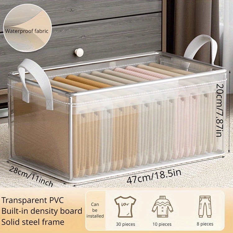 Transparent PVC Storage Box with Steel Frame – Organizer Basket for Home & Dorm