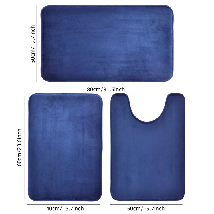 3-Piece Soft Bath Mat Set – Absorbent Bathroom & Laundry Room Floor Mats