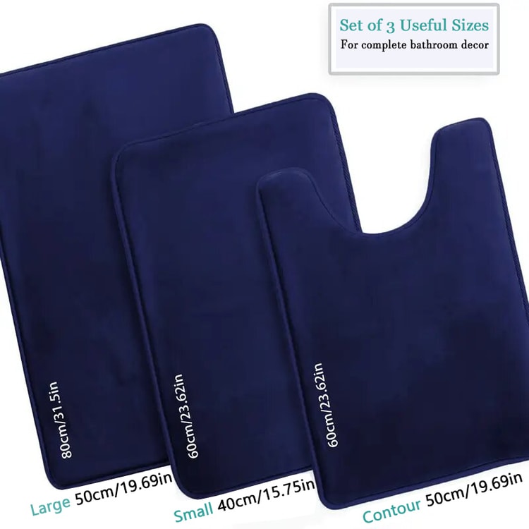 3-Piece Soft Bath Mat Set – Absorbent Bathroom & Laundry Room Floor Mats