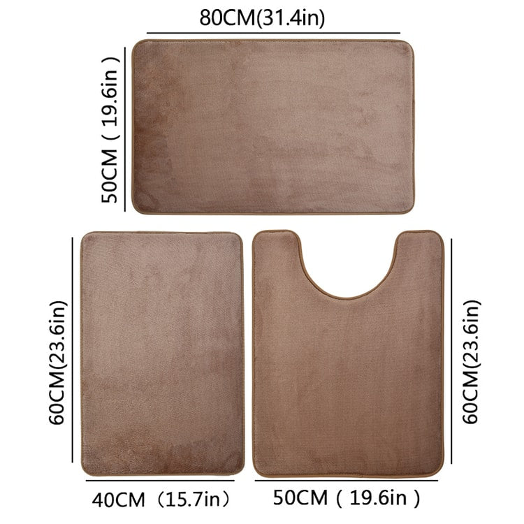 3-Piece Soft Bath Mat Set – Absorbent Bathroom & Laundry Room Floor Mats