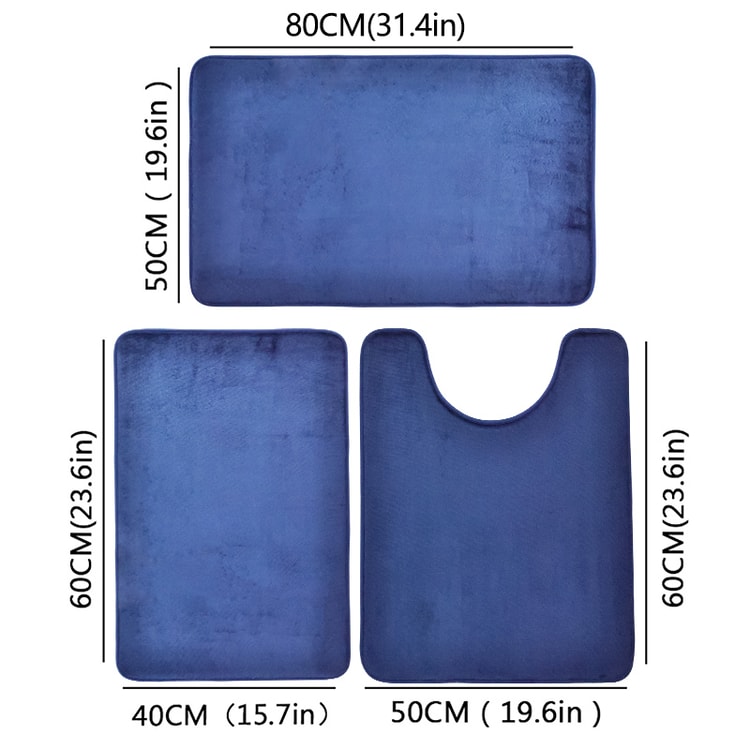 3-Piece Soft Bath Mat Set – Absorbent Bathroom & Laundry Room Floor Mats