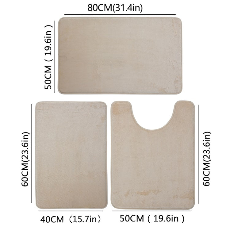 3-Piece Soft Bath Mat Set – Absorbent Bathroom & Laundry Room Floor Mats