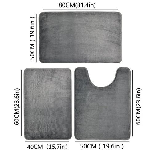 3-Piece Soft Bath Mat Set – Absorbent Bathroom & Laundry Room Floor Mats