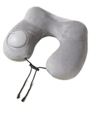 Press-to-Inflate Portable Neck Pillow – Inflatable Travel Pillow with Removable Cover