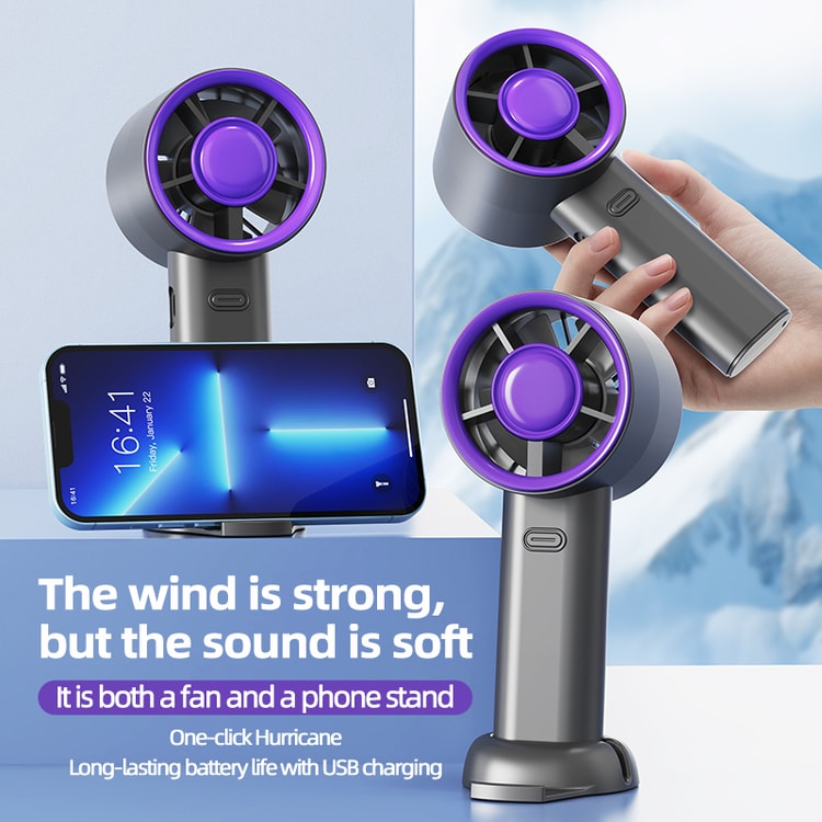 Portable Mini Fan with Phone Stand – USB Rechargeable Fan for Travel, Office & Outdoor Use