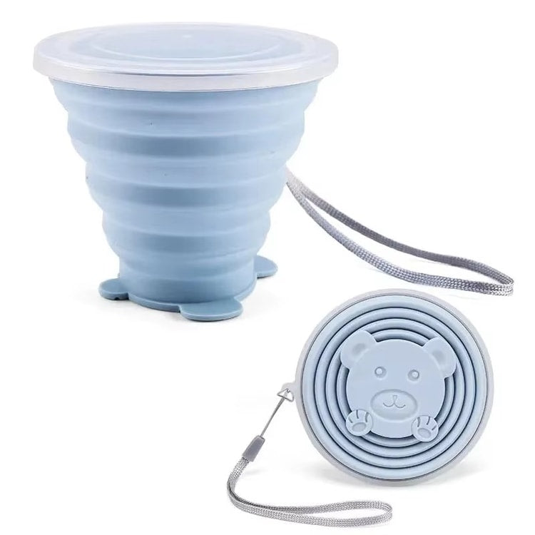 180ML Portable Silicone Folding Cup – Collapsible Travel Mug with Lid for Outdoor & Camping