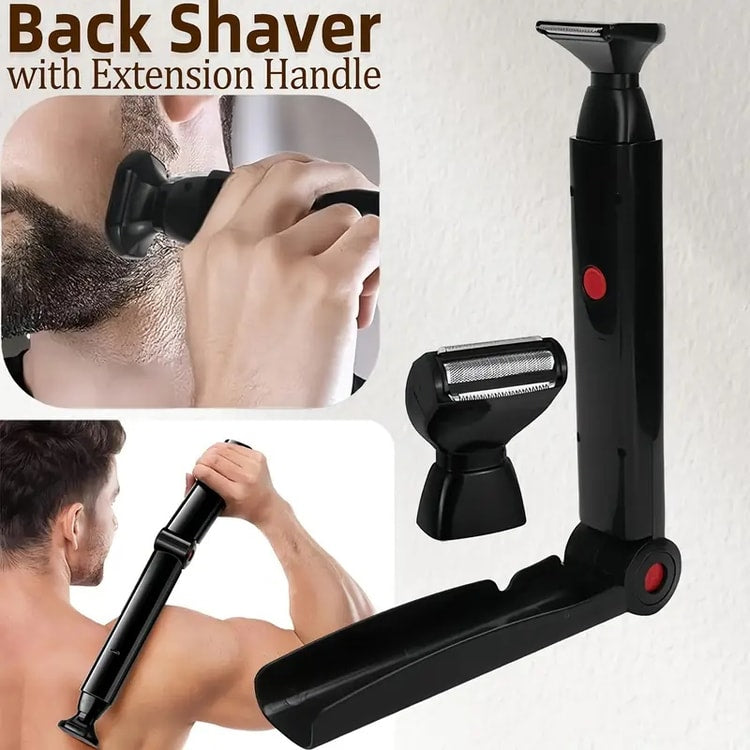 Electric Back Shaver for Men – Rechargeable Groomer with Foldable Handle & Body Hair Trimmer