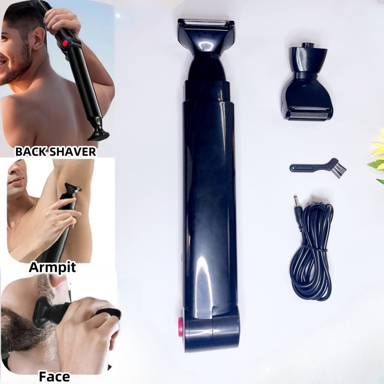 Electric Back Shaver for Men – Rechargeable Groomer with Foldable Handle & Body Hair Trimmer