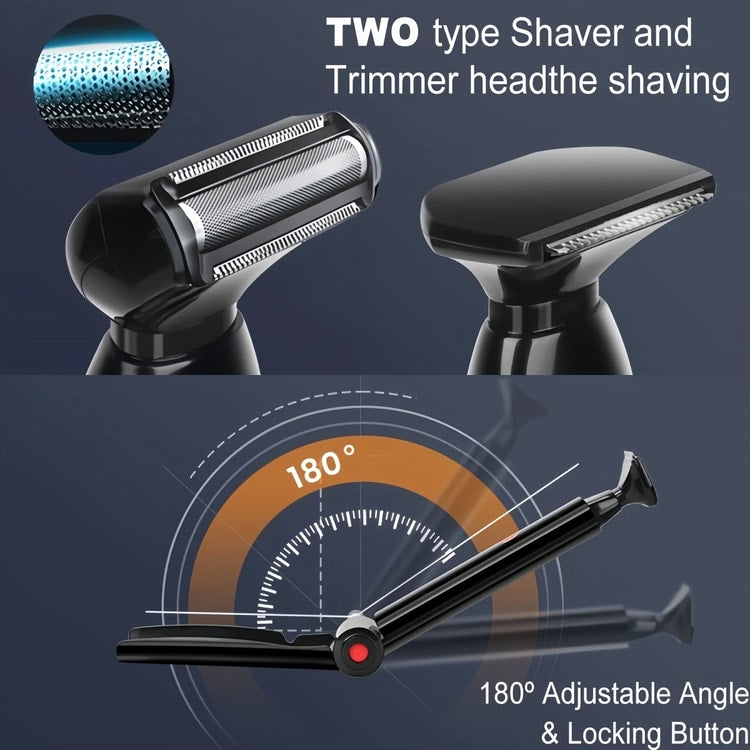 Electric Back Shaver for Men – Rechargeable Groomer with Foldable Handle & Body Hair Trimmer
