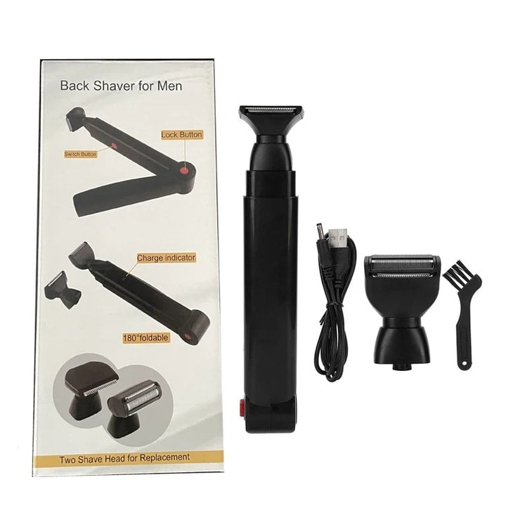 Electric Back Shaver for Men – Rechargeable Groomer with Foldable Handle & Body Hair Trimmer
