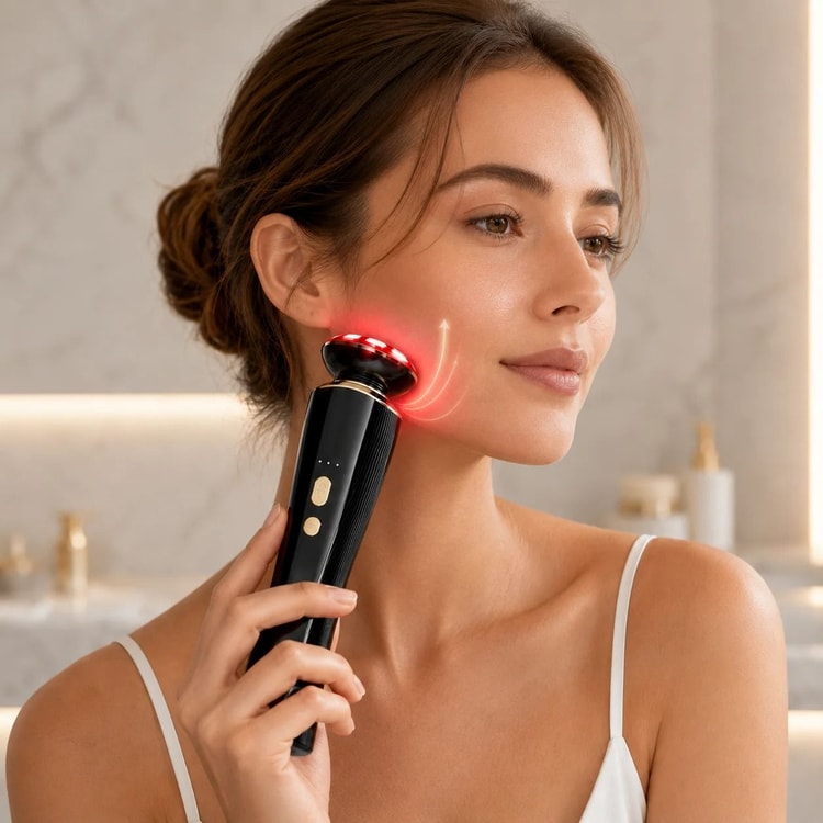 Red Light Facial Massager for Face and Neck 3-in-1 Handheld Beauty Massage Device for Skincare and Self Care