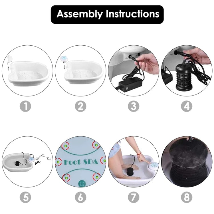 Ionic Foot Spa Bath Machine with Foot Bath Array and Power Adapter for Home Relaxation and Personal Care
