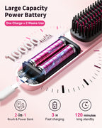 Cordless Hair Straightener Brush Portable Rechargeable Hair Styling Comb with 10000mAh Battery and Negative Ion Function