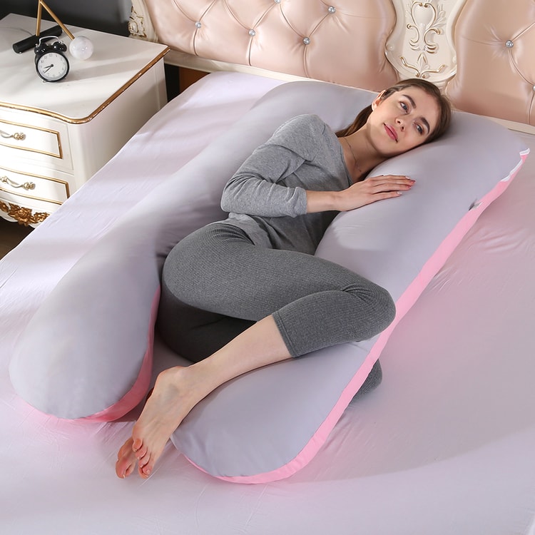 U-Shaped Pillowcase Cotton Cover for Pregnancy Maternity Nursing Body Pillow and Everyday Rest