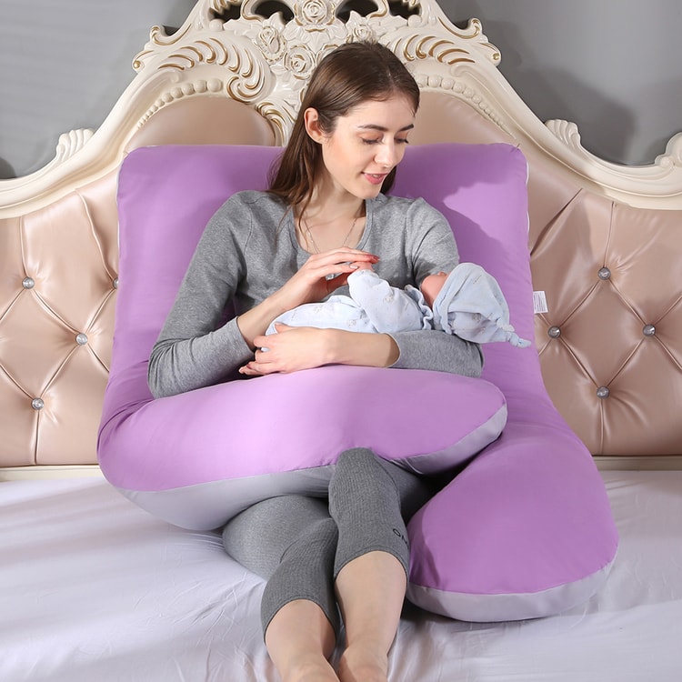 U-Shaped Pillowcase Cotton Cover for Pregnancy Maternity Nursing Body Pillow and Everyday Rest