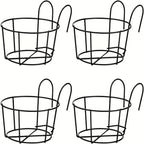 Stylish Round Metal Hanging Planters 4 Piece Set for Balcony Garden Indoor Decor
